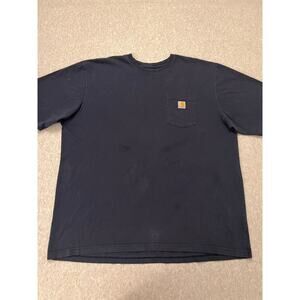 Carhartt T-Shirt Men's 2XL Navy Blue Original Fit Short Sleeve Pocket Cotton K87